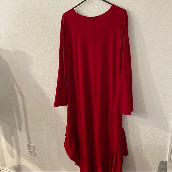 Rodeo Fox Red High & Low Bell Sleeve Tiered Dress XL - Picture 9 of 9